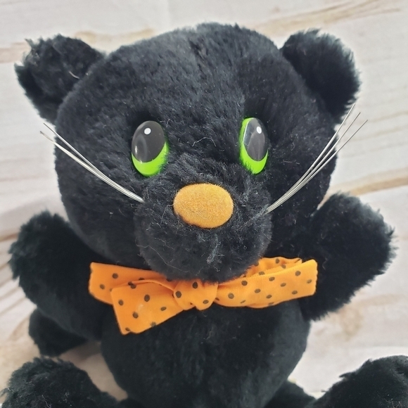 Vintage Russ Shadow Black Cat Halloween 8" Plush Stuffed Animal #176 Green Eyes - Picture 2 of 8
